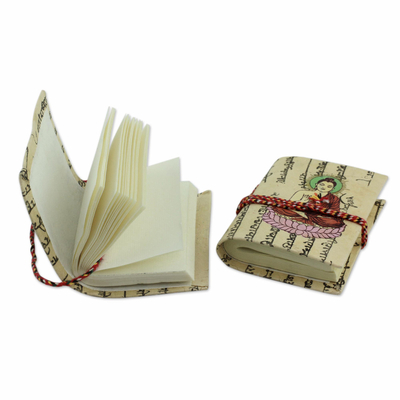 Handmade paper mini-journals, 'Serenity' (pair) - Handmade paper journals (Pair)