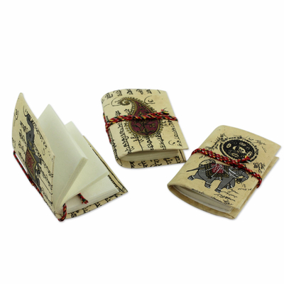 Handgeschöpfte Mini-Tagebücher aus Papier, (3er-Set)