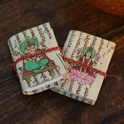 Handgeschöpfte Mini-Tagebücher aus Papier, (Paar)