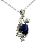 Cultured pearls and lapis lazuli pendant necklace, 'Mughal Romance' - Cultured pearls and lapis lazuli pendant necklace
