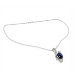 Cultured pearls and lapis lazuli pendant necklace, 'Mughal Romance' - Cultured pearls and lapis lazuli pendant necklace