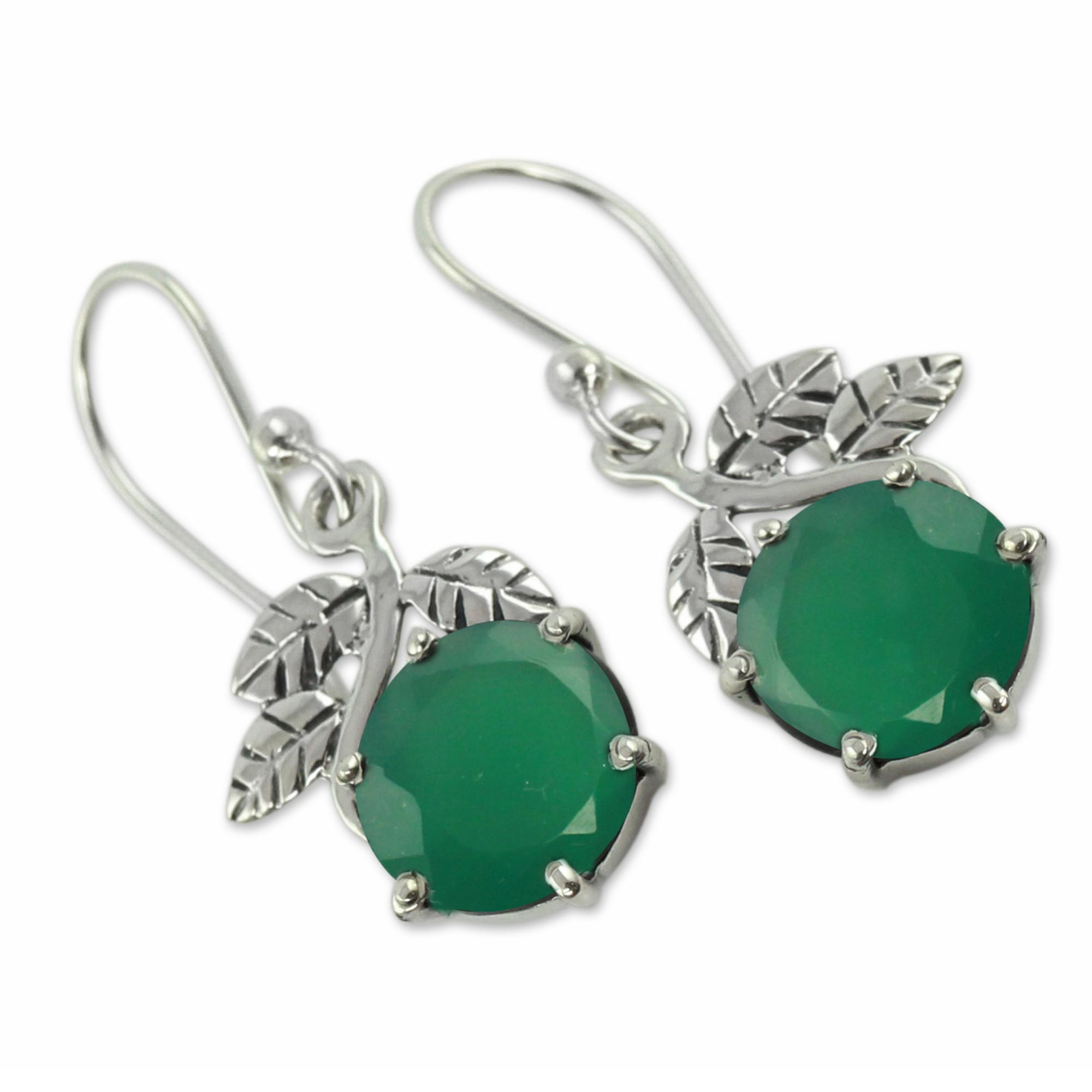 Green Onyx Earrings in Sterling Silver Jewelry from India - Forbidden ...