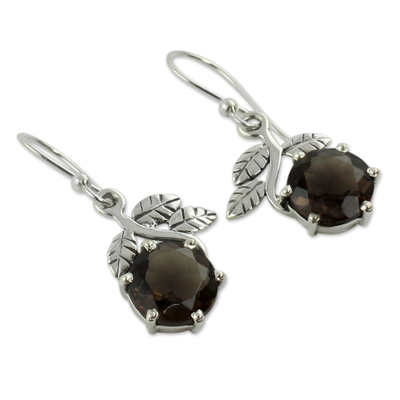 Smoky quartz dangle earrings, 'Forbidden Fruit' - Smoky quartz dangle earrings