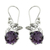 Amethyst dangle earrings, 'Forbidden Fruit' - Artisan Crafted Sterling Silver Amethyst Floral Earrings