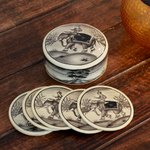 Papier mache coasters, 'King of Dawn' (set of 6) - Papier mache coasters (Set of 6)
