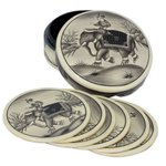 Papier mache coasters, 'King of Dawn' (set of 6) - Papier mache coasters (Set of 6)