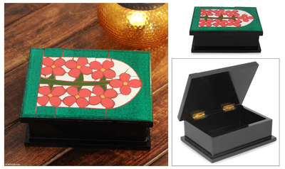 Mosaic decorative box, 'Orange Blossoms' - Mosaic decorative box