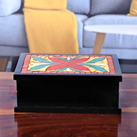 Mosaic decorative box, 'Poinsettia' - Mosaic decorative box