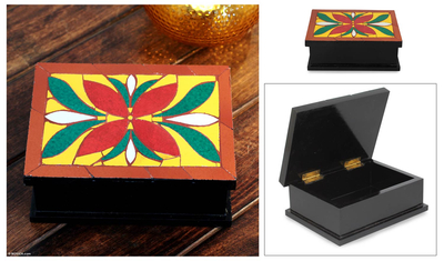 Mosaic decorative box, 'Poinsettia' - Mosaic decorative box