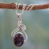 Sterling silver pendant necklace, 'Purple Dew' - Sterling silver pendant necklace