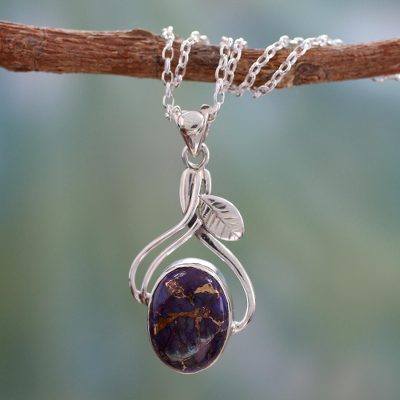 Sterling silver pendant necklace, 'Purple Dew' - Sterling silver pendant necklace