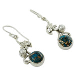 Cultured pearl flower earrings, 'Unique' - Cultured pearl flower earrings