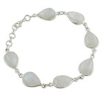 Moonstone link bracelet, 'Inspired Intuition' - Moonstone and Sterling Silver Bracelet Jewelry from India
