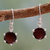 Garnet dangle earrings, 'Scarlet Solitaire' - Handcrafted Sterling Silver and Garnet Earrings (image 2) thumbail