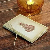 Journal, 'Poetic Buddha' - Artisan Crafted Buddhism Journal 48 Blank Handmade Paper 