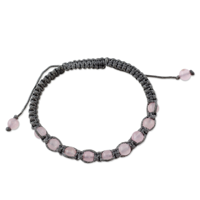 Rose quartz Shambhala-style bracelet, 'Love and Prayer' - Rose quartz Shambhala-style bracelet