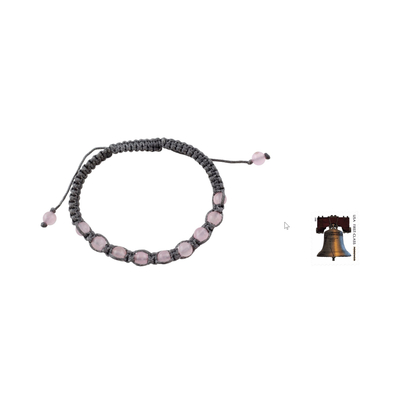 Rose quartz Shambhala-style bracelet, 'Love and Prayer' - Rose quartz Shambhala-style bracelet