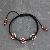 Pulsera estilo Cornalina Shambhala, 'Jaipuri Blossom' - Pulsera estilo Cornalina Shambhala