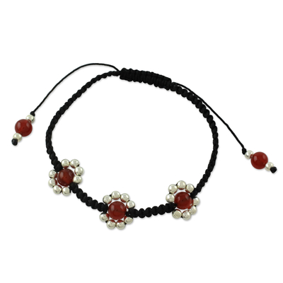 Carnelian Shambhala-style bracelet, 'Jaipuri Blossom' - Carnelian Shambhala-style bracelet