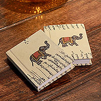 Diarios de papel hechos a mano, 'Royal Elephants' (pareja) - Diarios de papel hechos a mano (Pareja)