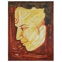 'Golden Age' - Buddha Portrait Painting India Fine Art Signed