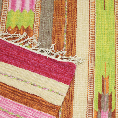 Wool rug, 'Cheerful Energy' (4x6) - Wool rug