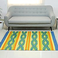 Wool rug, 'Chains of Life' (4x6) - Wool rug (4x6)