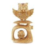 Wood jali sculpture, 'Hide and Seek' - Wood jali sculpture