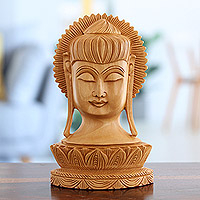 Escultura en madera, 'Buda Sereno II' - Escultura en madera