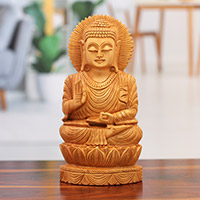 Wood sculpture, 'Peace from Buddha'