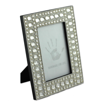 Perlenbesetzter Fotorahmen, 'Silver Glitz' (4x6) - Mit Juwelen geschmückter Fotorahmen