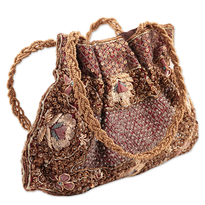 Beaded evening bag, 'Mughal Treasure' - Beaded evening bag