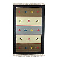 Cotton rug, 'Star Song' (4x6.5) - Cotton Dhurrie Rug from India (4x6.5)
