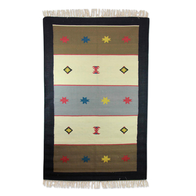 Cotton Dhurrie Rug from India (4x6.5)