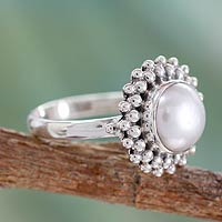 Featured review for Cultured pearl cocktail ring, Kolkata Halo