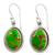 Sterling silver dangle earrings, 'Rajasthan Secret' - India Jewellery Silver and Green Comp Turquoise Earrings