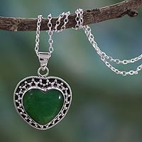 Green Heart Pendant on Sterling Silver Artisan Jewelry - Forever in ...