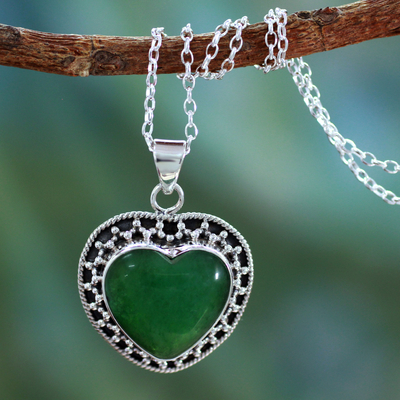 Green Heart Pendant on Sterling Silver Artisan Jewelry - Forever in ...
