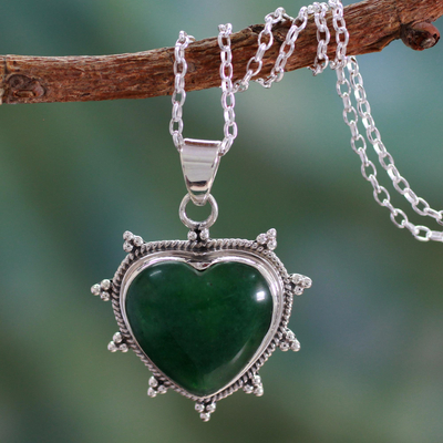 Sterling Silver and Green Agate Artisan Crafted Necklace - Star Heart ...