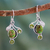 Peridot dangle earrings, 'Dew Blossom' - Green Turquoise and Peridot Earrings from India