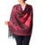 Wool shawl, 'Radiant Paisley' - Chain Stitch Embroidered Red and Black Wool Shawl (image 2b) thumbail