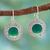 Sterling silver dangle earrings, 'Mystical Shields' - Sterling Silver and Green Onyx Earrings from India Jewelry thumbail