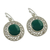 Sterling silver dangle earrings, 'Mystical Shields' - Sterling Silver and Green Onyx Earrings from India Jewelry (image 2b) thumbail