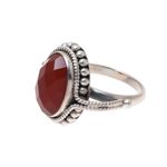 Carnelian cocktail ring, 'Sun Afire' - Carnelian Ring Artisan Crafted Sterling Silver Jewelry