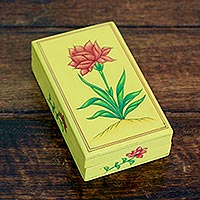Papier mache box, 'Indian Wildflower' - Papier Mache Box