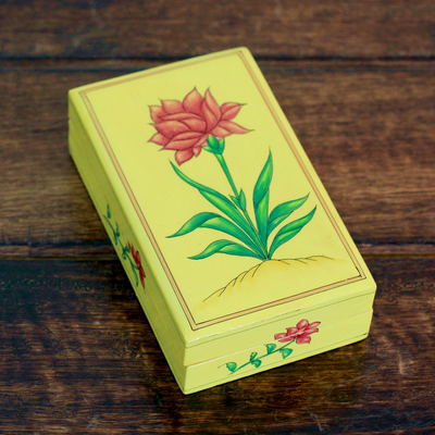Papier mache box, Indian Wildflower