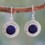 Lapis lazuli dangle earrings, 'Mystical Shield' - Sterling Silver and Lapis Lazuli Earrings from India Jewelry thumbail