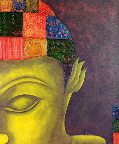 Buddha Painting Signed India Buddhism Fine Art