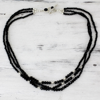 Onyx strand necklace, Ebony Elegance