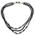 Onyx strand necklace, 'Ebony Elegance' - Handcrafted Black Onyx Triple Strand Necklace